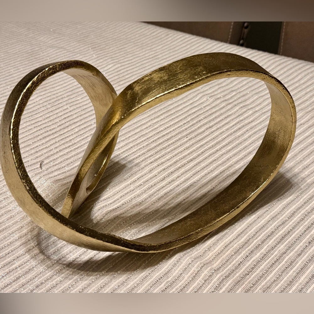 Metal Gold Colored Iron Ribbon Knot Art Sculpture Mid Century Modern - Picture 9 of 9